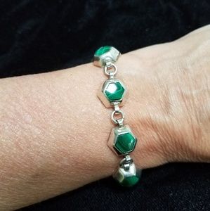 Taxco Mexican Sterling Malachite Bracelet